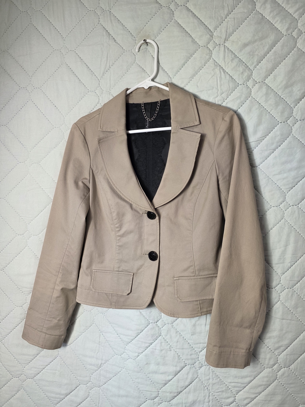 Women's Beige Tailored Blazer Jacket